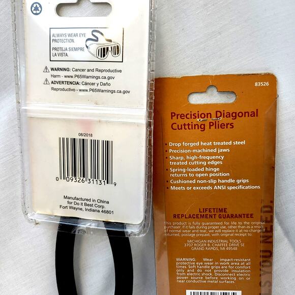 2 Pair Precision Diagonal Cutting Pliers 6" and 4.5" Rubber Handle Rust Resist - Picture 4 of 5